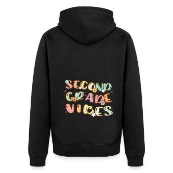 Second Grade Vibes - Back to School - Unisex Premium Organic Zip Hoodie - black - Back - Nico (187cm)