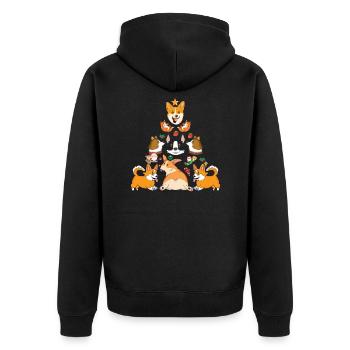 Weihnachts-lustiges Corgi-Weihnachtsbaum-Hundeliebhaber-Geschenk - Unisex Premium Bio Zip Hoodie - Schwarz - Hinten - Nico (187cm)