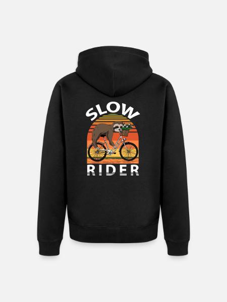 Bicycle Sloth - Slow Rider - Unisex Premium Organic Zip Hoodie - black