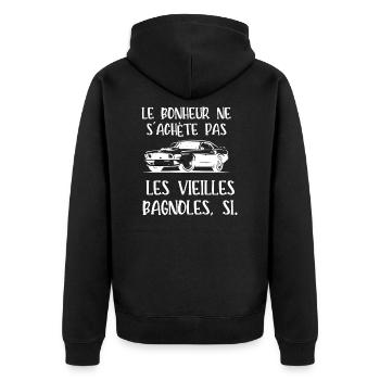 le bonheur ne s'achète pas - Veste à capuche bio Premium Unisexe - noir - Dos - Nico (187cm)