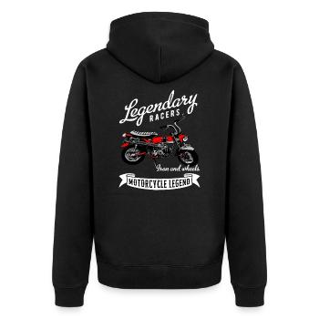 Kult Moped Mokick Mofa Dax - Unisex Premium Bio Zip Hoodie - Schwarz - Hinten - Nico (187cm)