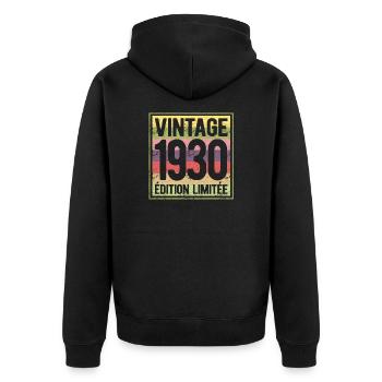 VINTAGE 1930 EDITION LIMITEE - Veste à capuche bio Premium Unisexe - noir - Dos - Nico (187cm)