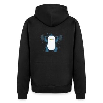 Penguin at Weightlifting Fitness Antarctica - Unisex Premium Organic Zip Hoodie - black - Back - Nico (187cm)