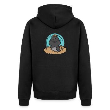 Maulwurf freut sich Tier Erdhügel - Unisex Premium Bio Zip Hoodie - Schwarz - Hinten - Nico (187cm)