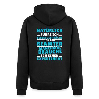 Ich führe Selbstgespräche - Beamter Edition - Unisex Premium Bio Zip Hoodie - Schwarz - Hinten - Nico (187cm)