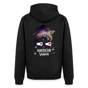 American Samoa - Unisex Premium Organic Zip Hoodie - black - Back - Nico (187cm)