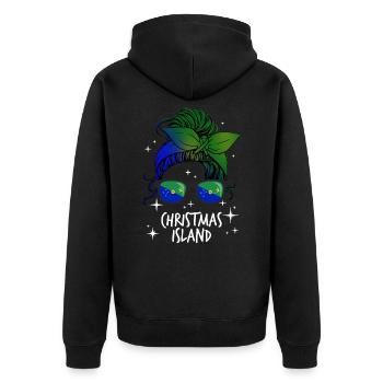Weihnachtsinsel - Unisex Premium Bio Zip Hoodie - Schwarz - Hinten - Nico (187cm)