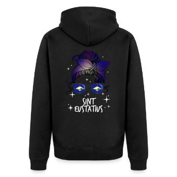 Sint Eustatius - Unisex Premium Bio Zip Hoodie - Schwarz - Hinten - Nico (187cm)