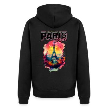 Paris Tour Eiffel France Ville Horizon Coloré - Veste à capuche bio Premium Unisexe - noir - Dos - Nico (187cm)