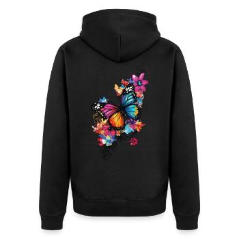 Butterfly Colorful Colorful Beautiful Art Nature - Unisex Premium Organic Zip Hoodie - black - Back - Nico (187cm)