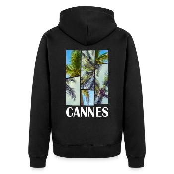 Cannes France Été Palmiers Plage Mer - Veste à capuche bio Premium Unisexe - noir - Dos - Nico (187cm)