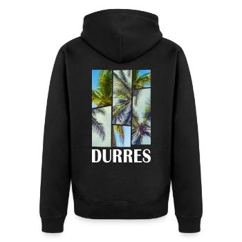 Durres Durresi Albanien Sommer Palmen Strand Meer - Unisex Premium Bio Zip Hoodie - Schwarz - Hinten - Nico (187cm)