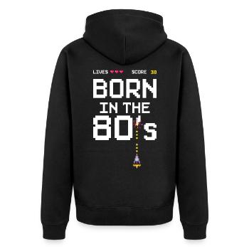 38. Geburtstag Geboren in den 80´ern Gamer Arcade - Unisex Premium Bio Zip Hoodie - Schwarz - Hinten - Nico (187cm)