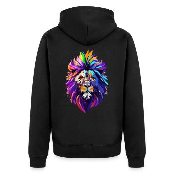 Colorful Lion Head Lion Portrait Astrology - Unisex Premium Organic Zip Hoodie - black - Back - Nico (187cm)