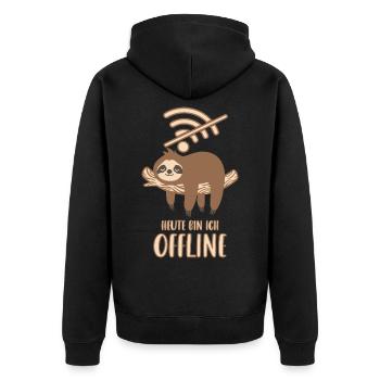 Heute bin ich Offline - Unisex Premium Bio Zip Hoodie - Schwarz - Hinten - Nico (187cm)