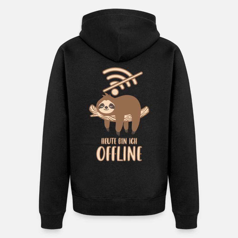Heute bin ich Offline - Unisex Premium Bio Zip Hoodie - Schwarz