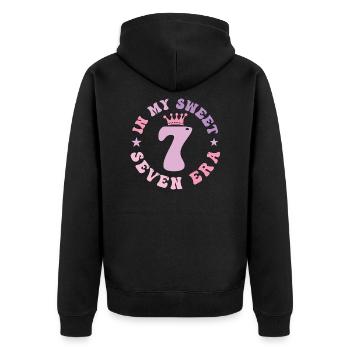 In My Sweet Seven Era 7th Birthday groovy 7th - Unisex Premium Organic Zip Hoodie - black - Back - Nico (187cm)