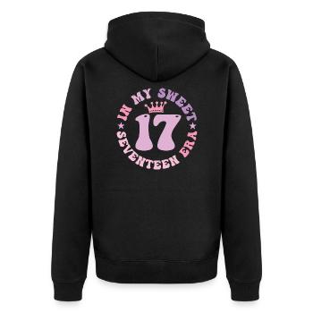 In My Sweet Seventeen Era 17. Geburtstag 17. - Unisex Premium Bio Zip Hoodie - Schwarz - Hinten - Nico (187cm)