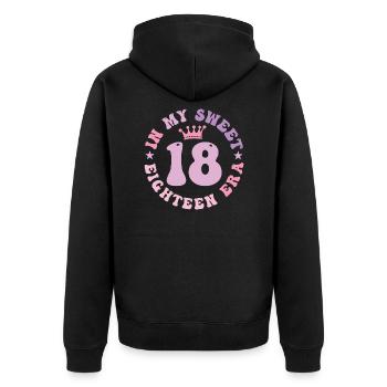 In My Sweet Eighteen Era 18th Birthday Groovy 18th - Unisex Premium Organic Zip Hoodie - black - Back - Nico (187cm)
