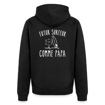 futur surfeur comme papa - Veste à capuche bio Premium Unisexe - noir - Dos - Nico (187cm)