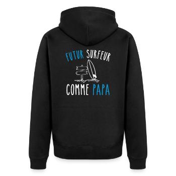 futur surfeur comme papa - Veste à capuche bio Premium Unisexe - noir - Dos - Nico (187cm)
