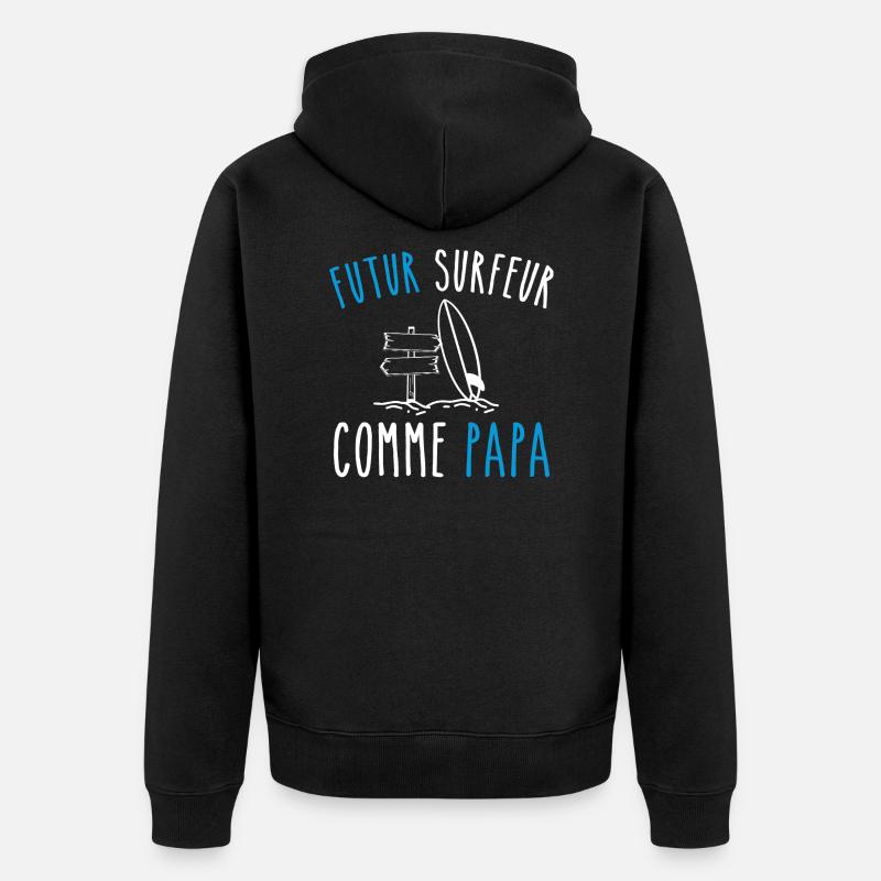 futur surfeur comme papa - Veste à capuche bio Premium Unisexe - noir