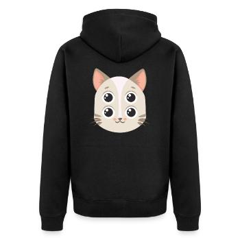 Gruselige Katze mit 4 Augen Verwirrend - Unisex Premium Bio Zip Hoodie - Schwarz - Hinten - Nico (187cm)