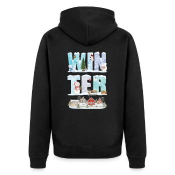 Cold winter wonderland snow season - Unisex Premium Organic Zip Hoodie - black - Back - Nico (187cm)