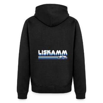 Liskamm – The guardian of the Monte Rosa massif - Unisex Premium Organic Zip Hoodie - black - Back - Nico (187cm)