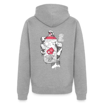 hand spray ZERO - Unisex Premium Organic Zip Hoodie - heather grey - Back - Nico (187cm)