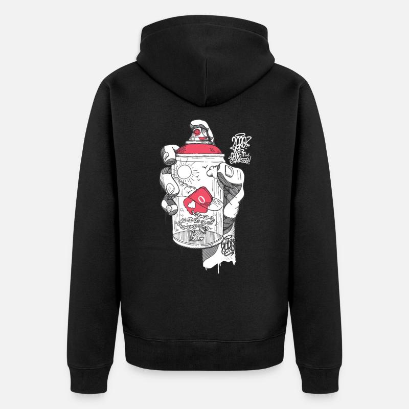 hand spray ZERO - Unisex Premium Bio Zip Hoodie - Schwarz