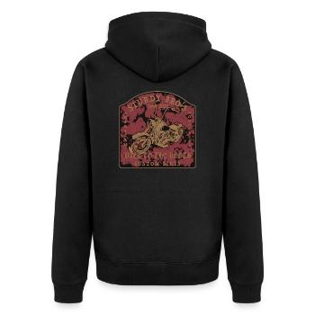 Back to the roots - Unisex Premium Bio Zip Hoodie - Schwarz - Hinten - Nico (187cm)