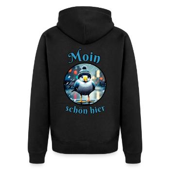 Moin beautiful here Seagull in the rain - Unisex Premium Organic Zip Hoodie - black - Back - Nico (187cm)