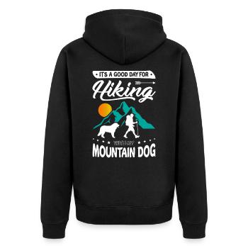 Hiking with my Mountain Dog - Unisex Premium Organic Zip Hoodie - black - Back - Nico (187cm)