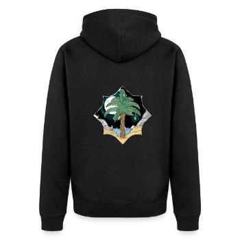 Palme - Unisex Premium Bio Zip Hoodie - Schwarz - Hinten - Nico (187cm)