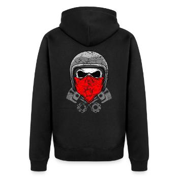 totenkopf helm zylinder Motorrad Helm - Unisex Premium Bio Zip Hoodie - Schwarz - Hinten - Nico (187cm)