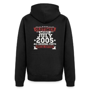 Oldtimer July 2005 17th Birthday Gift Men - Unisex Premium Organic Zip Hoodie - black - Back - Nico (187cm)