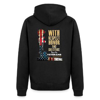 Veteran We Don't Know Them All But We Owe Them All - Unisex Premium Organic Zip Hoodie - black - Back - Nico (187cm)