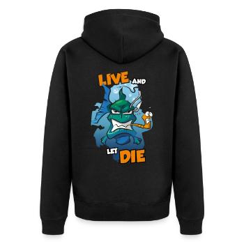 Live and let the predatory fisherman funny saying - Unisex Premium Organic Zip Hoodie - black - Back - Nico (187cm)