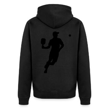 Pickleball - Unisex Premium Bio Zip Hoodie - Schwarz - Hinten - Nico (187cm)