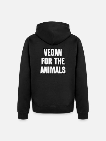VEGAN FOR THE ANIMALS - Unisex Premium Organic Zip Hoodie - black