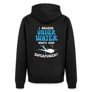 Funny Scuba Diving - Unisex Premium Bio Zip Hoodie - Schwarz - Hinten - Nico (187cm)