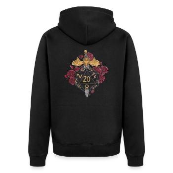 Rollenspiel Tabletop D20 Würfel Geschenk - Unisex Premium Bio Zip Hoodie - Schwarz - Hinten - Nico (187cm)