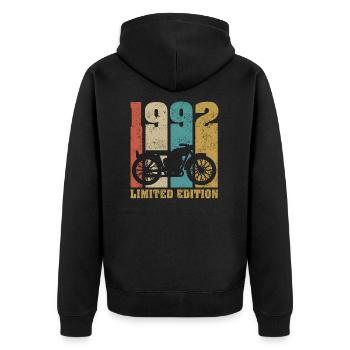 Vintage Moto 1992 Rétro Cadeau D'anniversaire - Veste à capuche bio Premium Unisexe - noir - Dos - Nico (187cm)