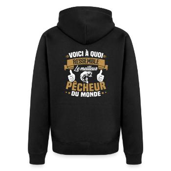 Le meilleur pêcheur du monde Cadeau pêcheur - Veste à capuche bio Premium Unisexe - noir - Dos - Nico (187cm)