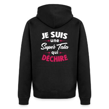Je suis une Super Tata qui déchire - Veste à capuche bio Premium Unisexe - noir - Dos - Nico (187cm)