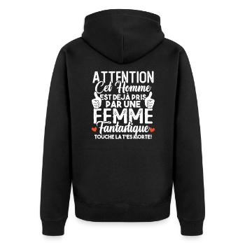 Cet homme est déjà pris par une femme fantastique - Veste à capuche bio Premium Unisexe - noir - Dos - Nico (187cm)