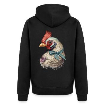 Hübsche 50er Jahre Henne - Unisex Premium Bio Zip Hoodie - Schwarz - Hinten - Nico (187cm)
