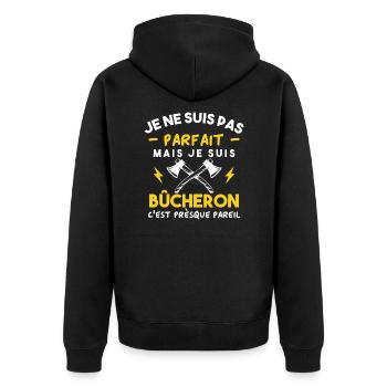 Je ne suis pas parfait mais je suis bûcheron - Veste à capuche bio Premium Unisexe - noir - Dos - Nico (187cm)