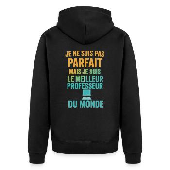 Meilleur professeur du monde idée cadeau prof - Veste à capuche bio Premium Unisexe - noir - Dos - Nico (187cm)